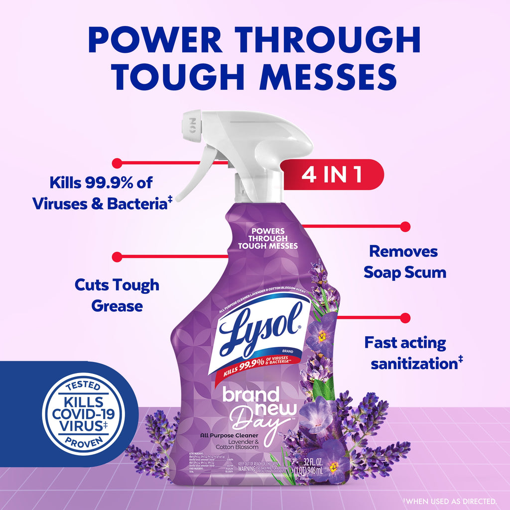 Lysol All-Purpose Cleaner Sanitizing Disinfecting Spray Lavender & Cotton Blossom 32 fl oz