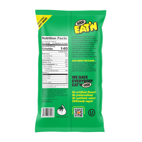Big Dill Ranch Tortilla Chips 6 Oz Good Eat'n