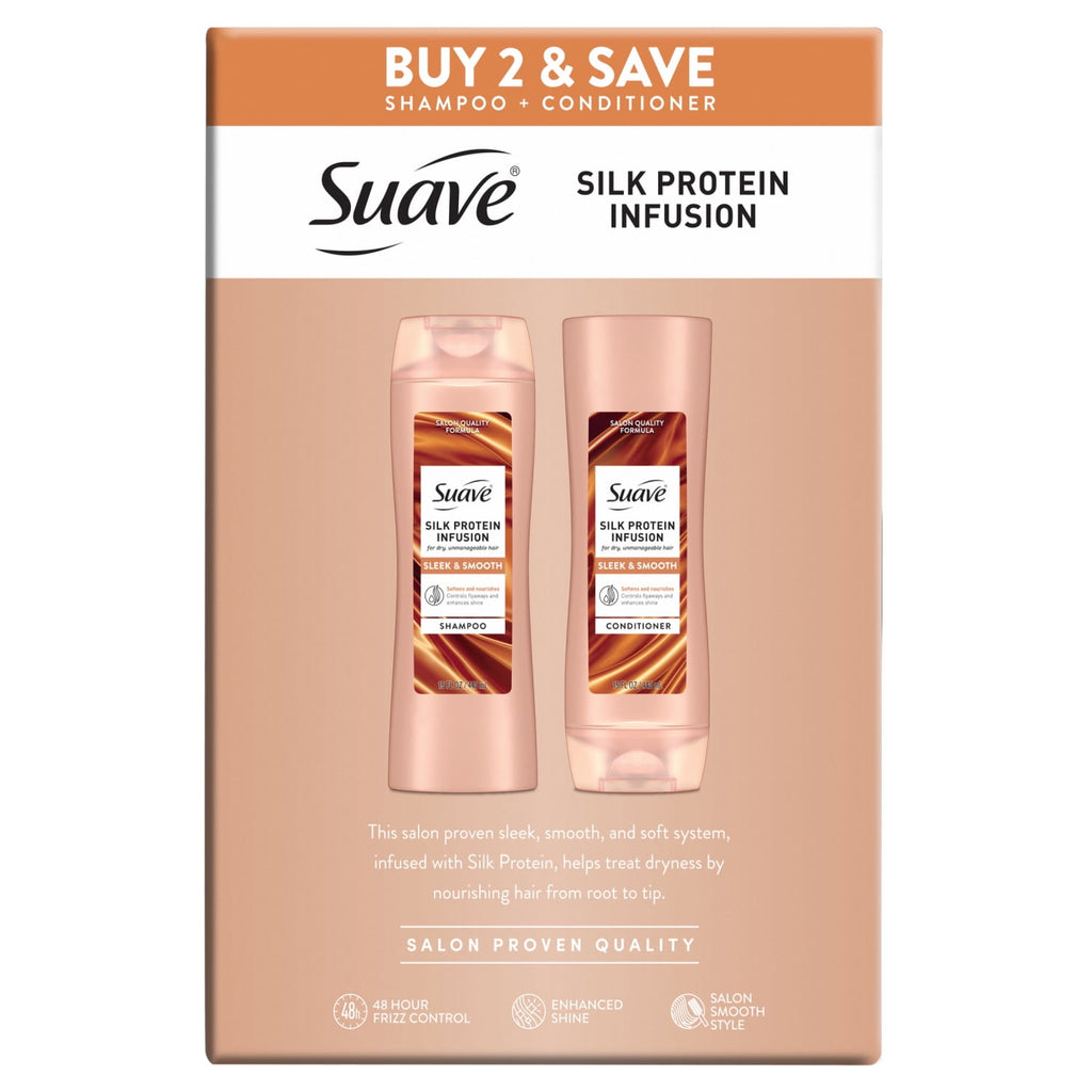 Suave Silk Protein Infusion Smooth & Sleek Shampoo & Conditioner Value Pack 30 fl oz