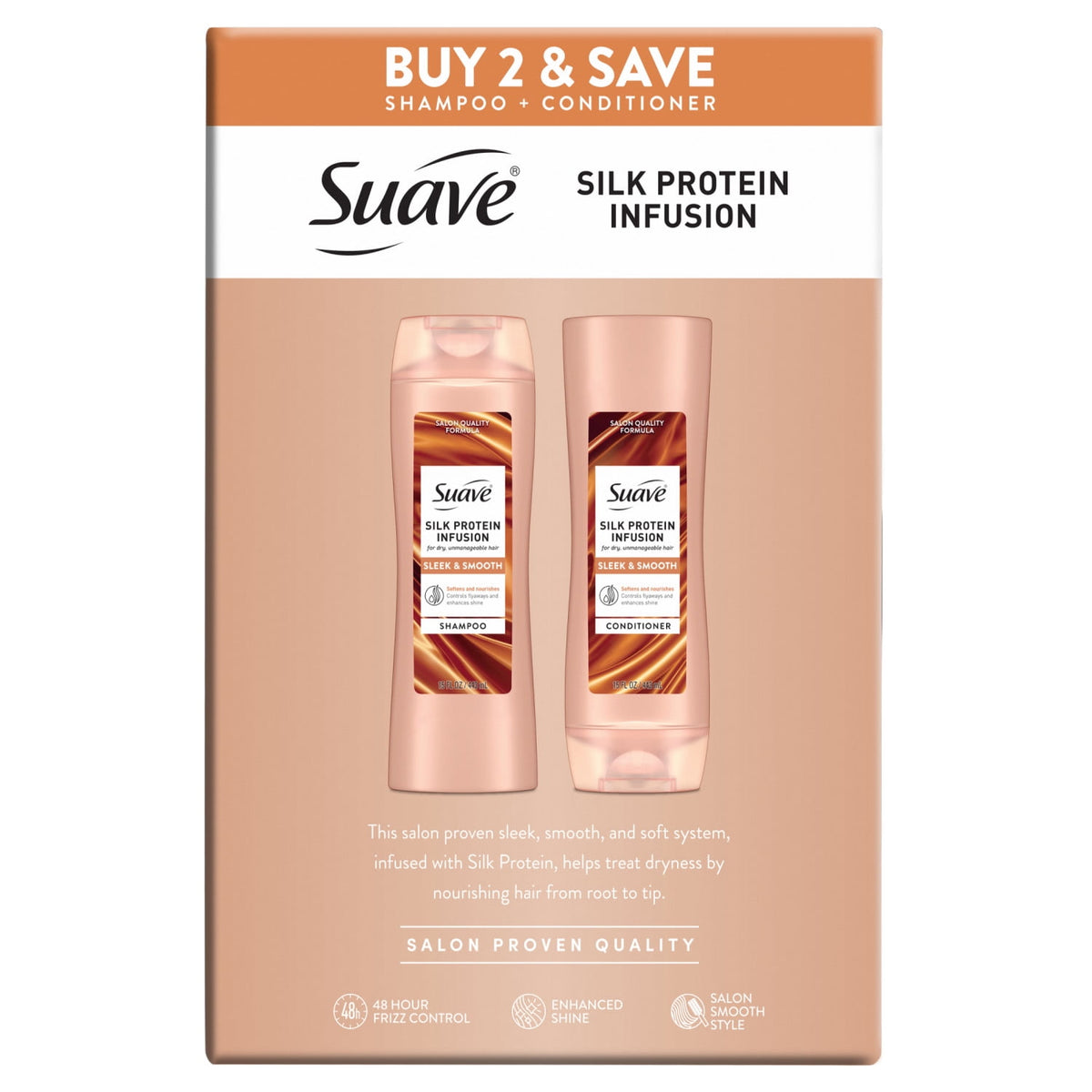 Suave Silk Protein Infusion Smooth & Sleek Shampoo & Conditioner Value Pack 30 fl oz