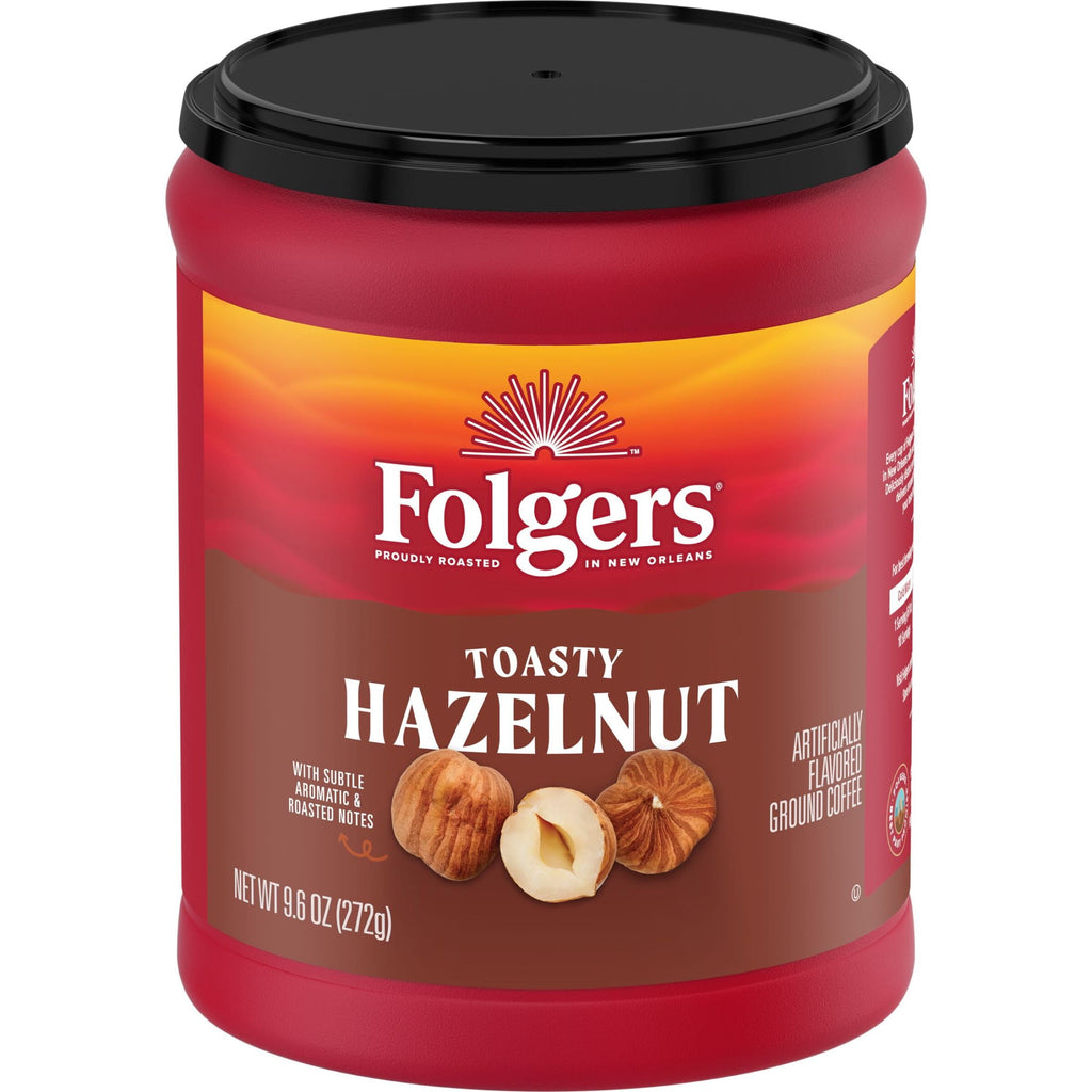 Folgers Toasty Hazelnut Artificially Flavored Ground Coffee 9.6 oz Canister