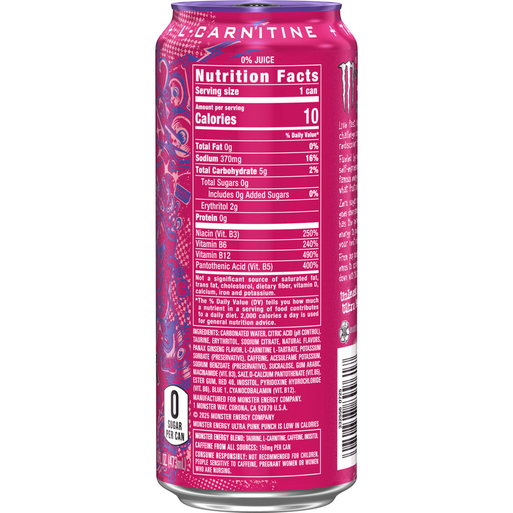 Monster Energy Ultra Punk Punch Energy Drink 16 fl oz Single Can