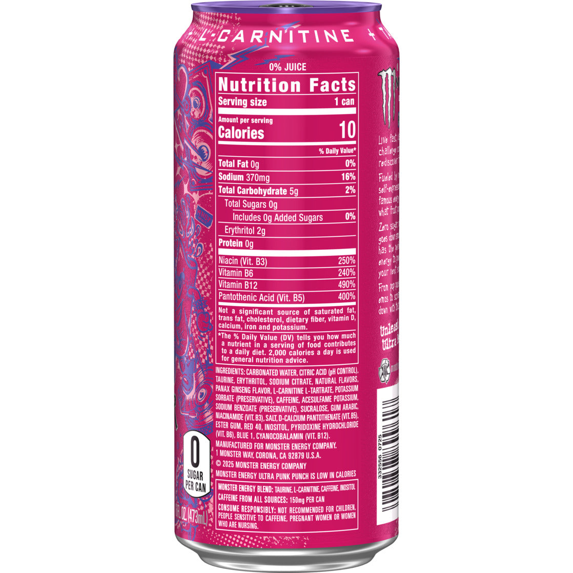 Monster Energy Ultra Punk Punch Energy Drink 16 fl oz Single Can