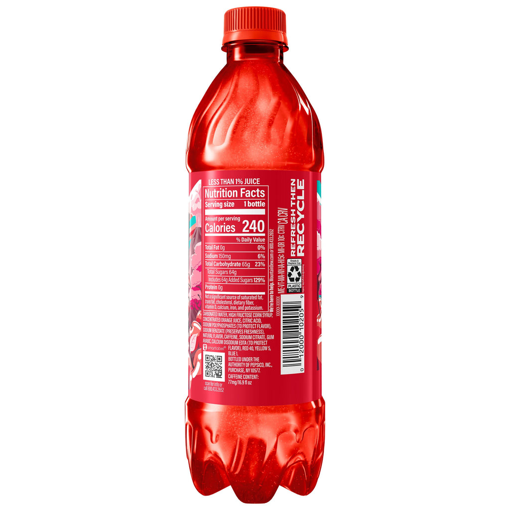 Mountain Dew Code Red Cherry Soda Pop Bottles 16.9 Fl Oz 6 Pack