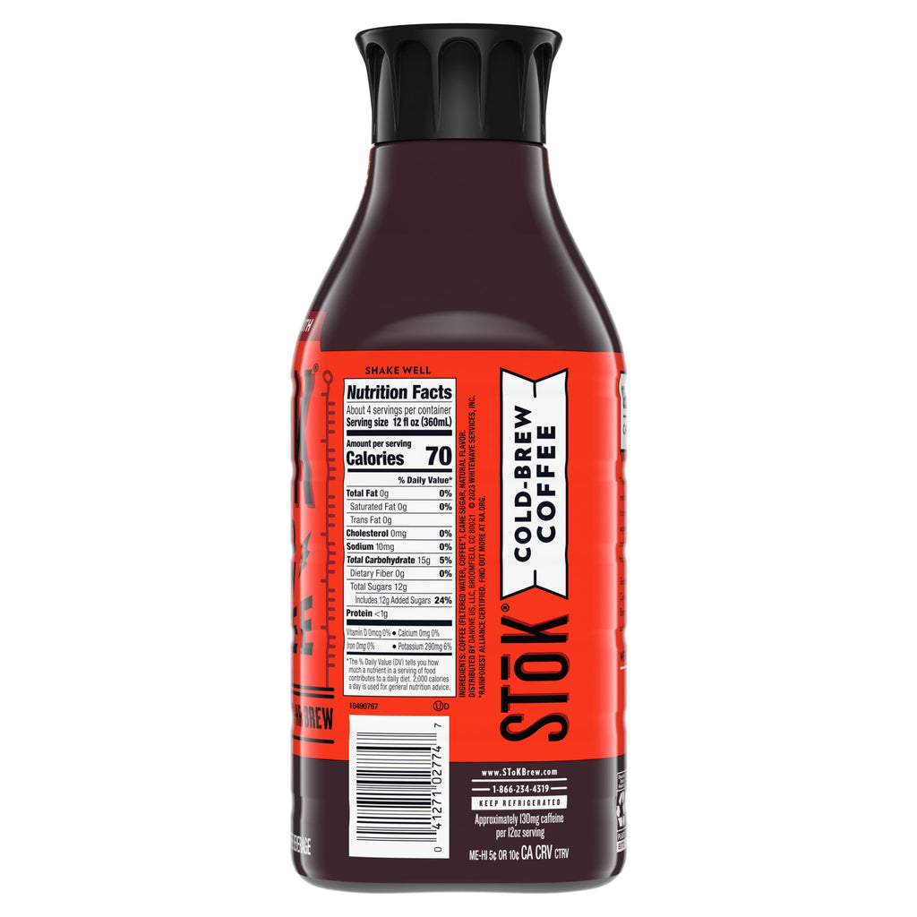 SToK Not Too Sweet Naturally Caffeinated Medium Roast Black Cold Brew Coffee 48 fl oz Bottle