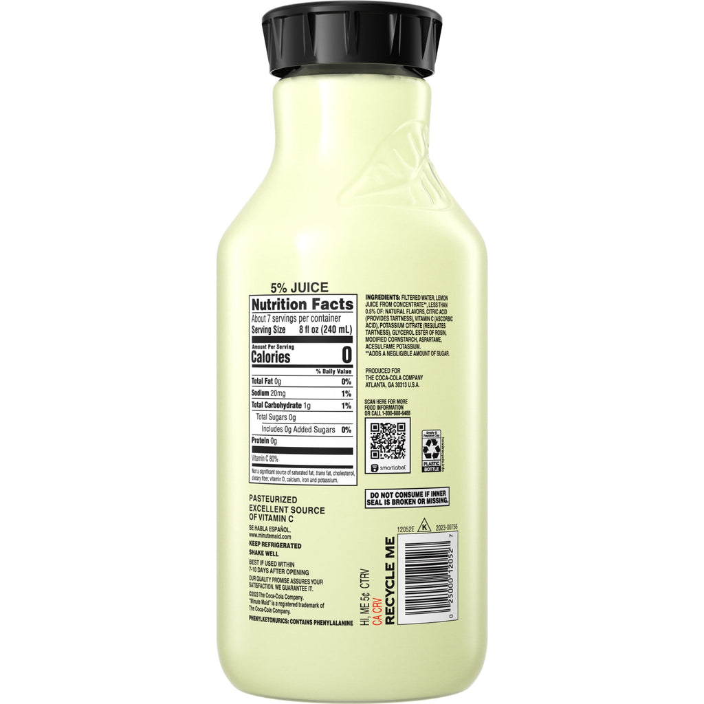 Minute Maid Zero Sugar Lemonade Juice Drink 52 fl oz Bottle