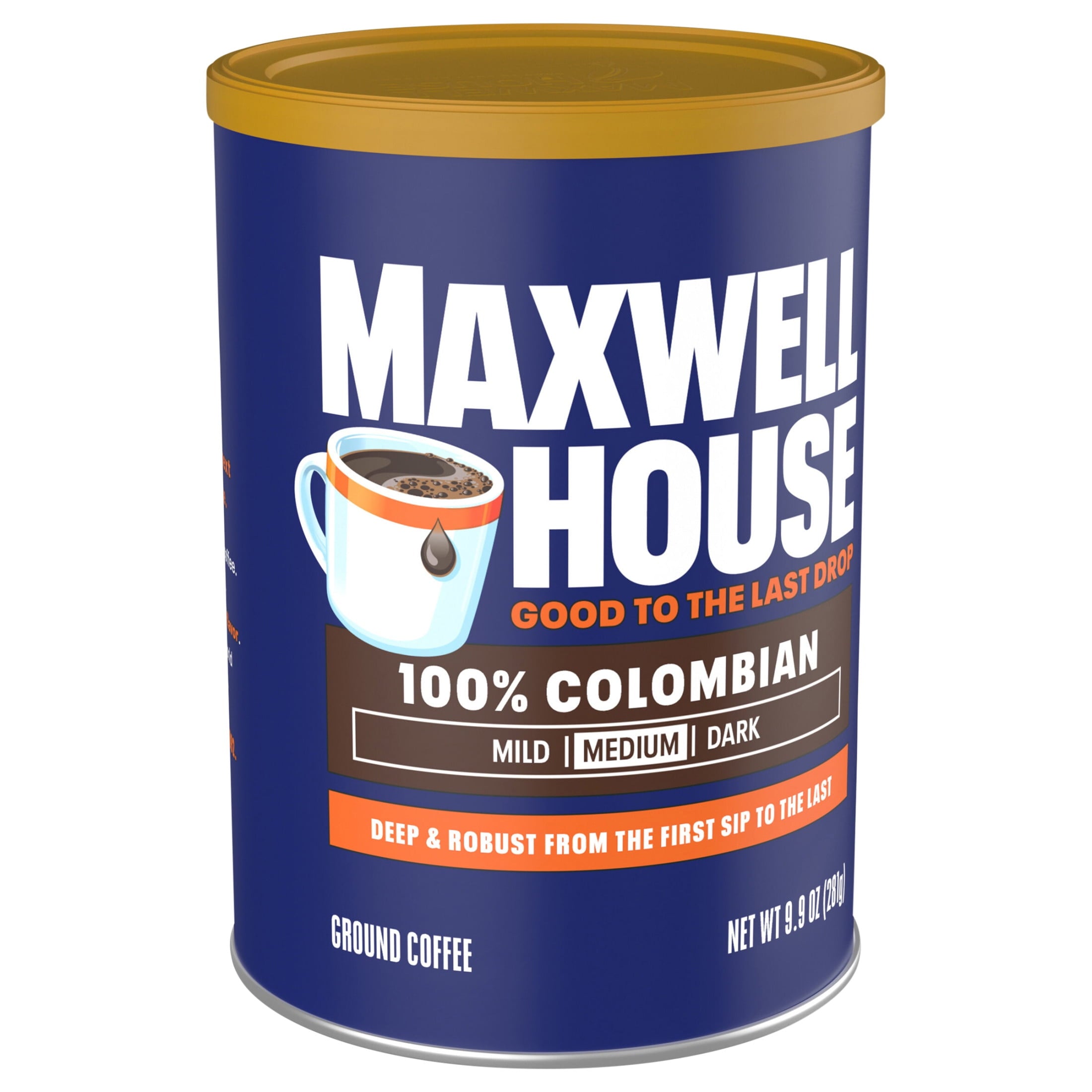 Maxwell House 100% Colombian Naturally Caffeinated Medium Roast Ground Coffee 9.9 oz Canister
