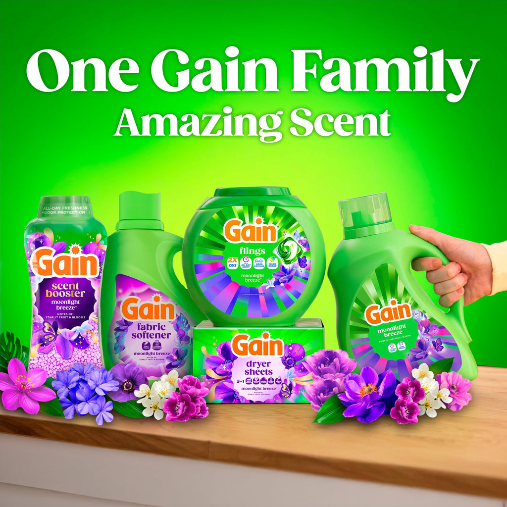 Gain Flings 4-in-1 Oxi Boost Febreze Laundry Detergent Pacs Moonlight Breeze 31 Count