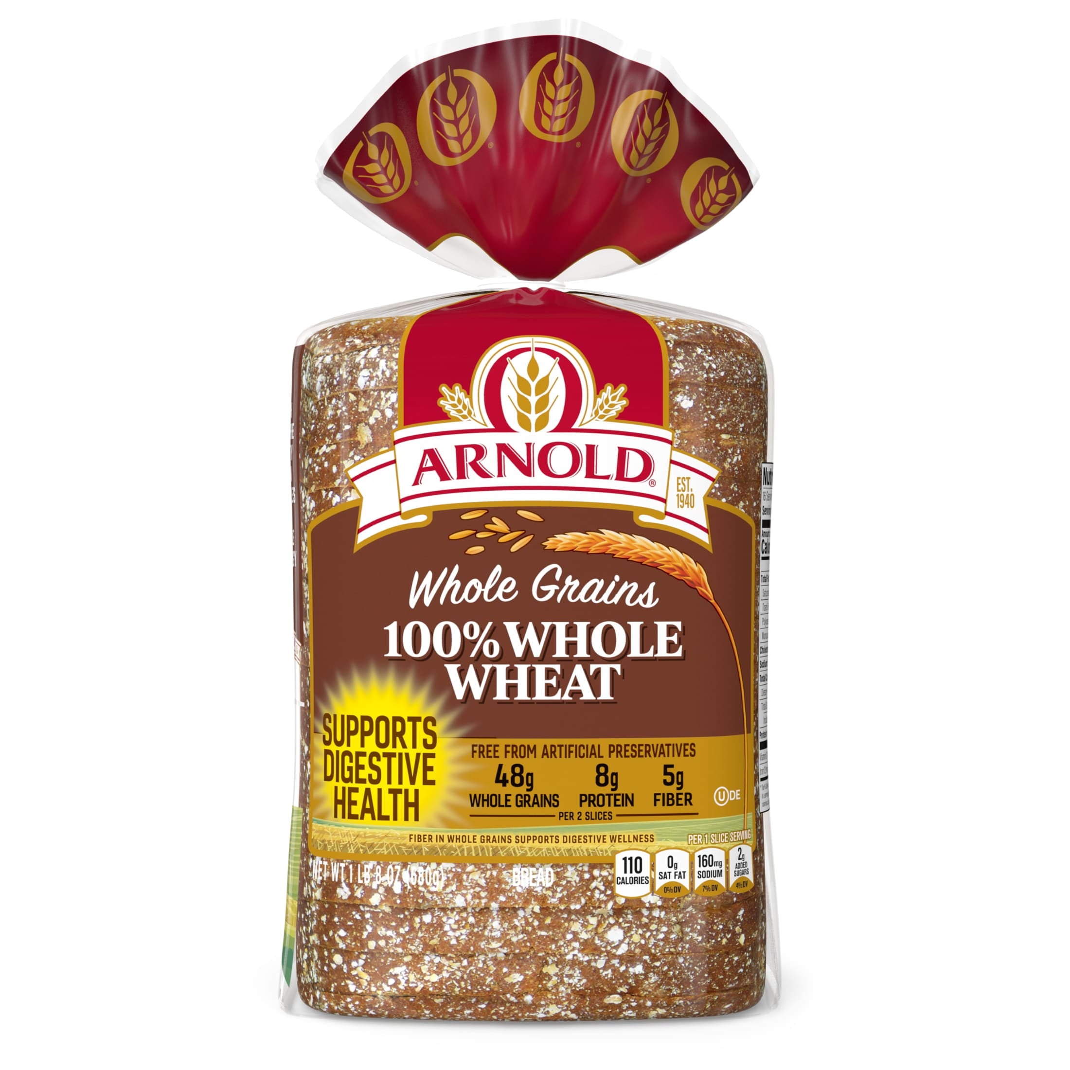 Whole Grains 100% Whole Wheat Bread 24 Oz