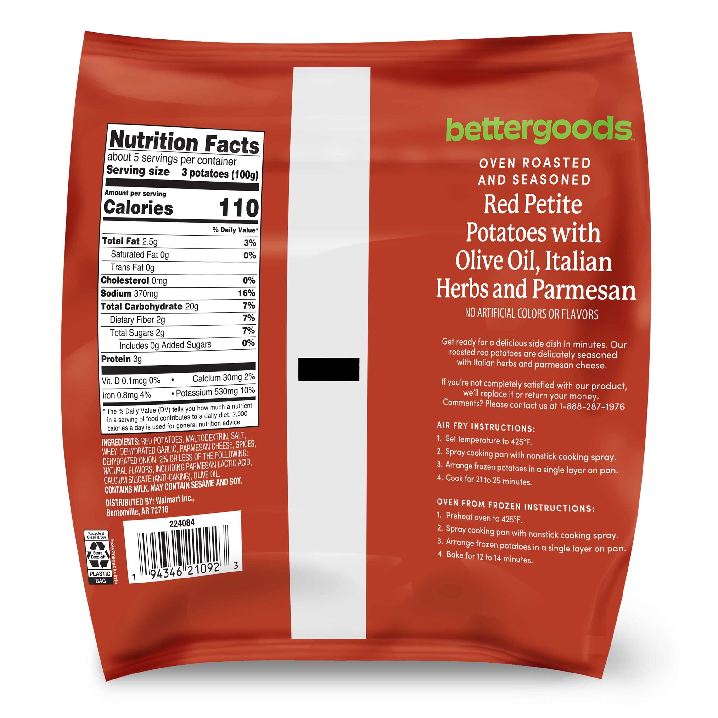 Bettergoods Oven Roasted Red Petite Potatoes with Olive Oil Italian Herbs Parmesan Frozen 16 Oz