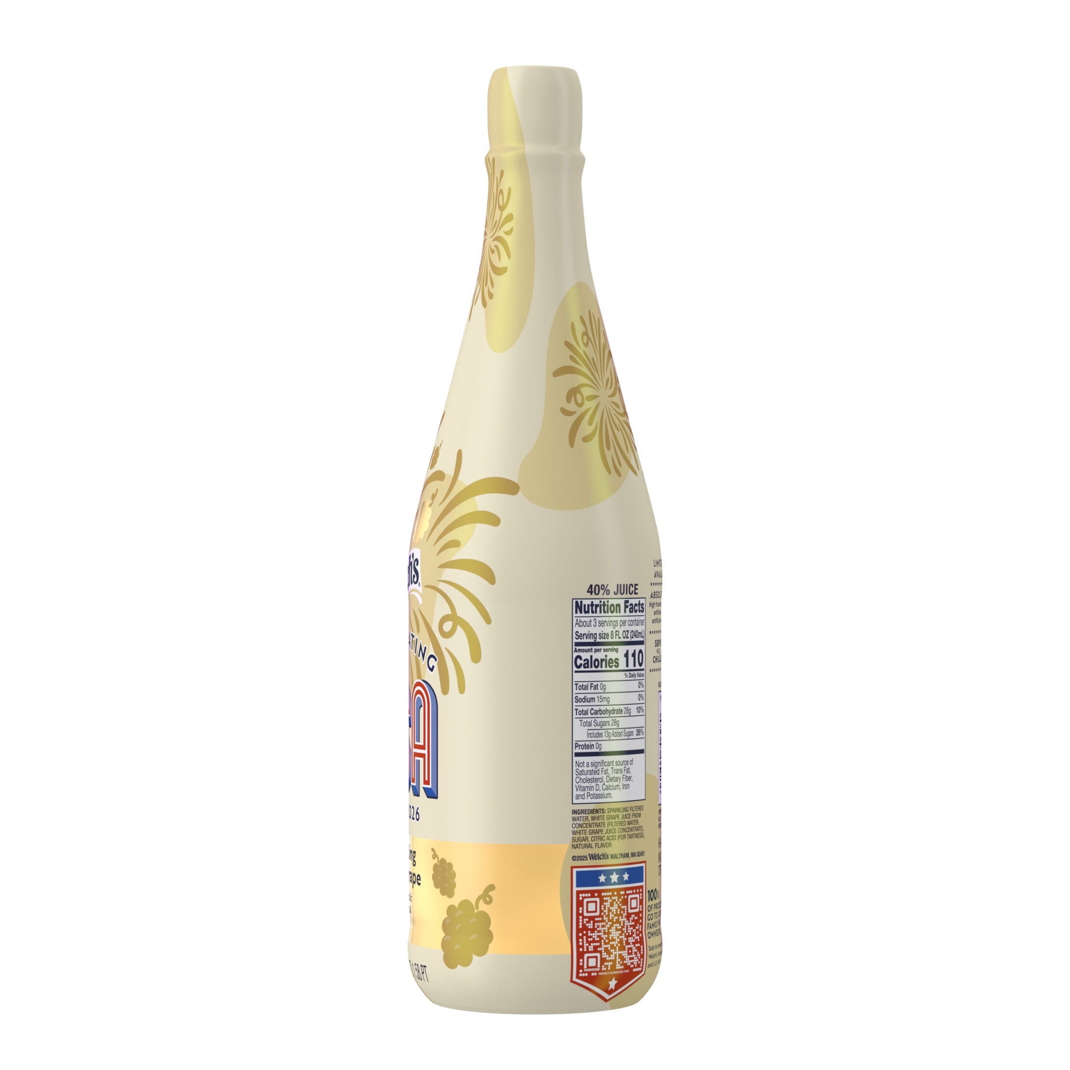 Welch's Sparkling White Grape Juice Cocktail 25.4 fl oz Bottle