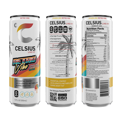 CELSIUS Sparkling Retro Vibe Functional Energy Drink 12 fl oz Single Can