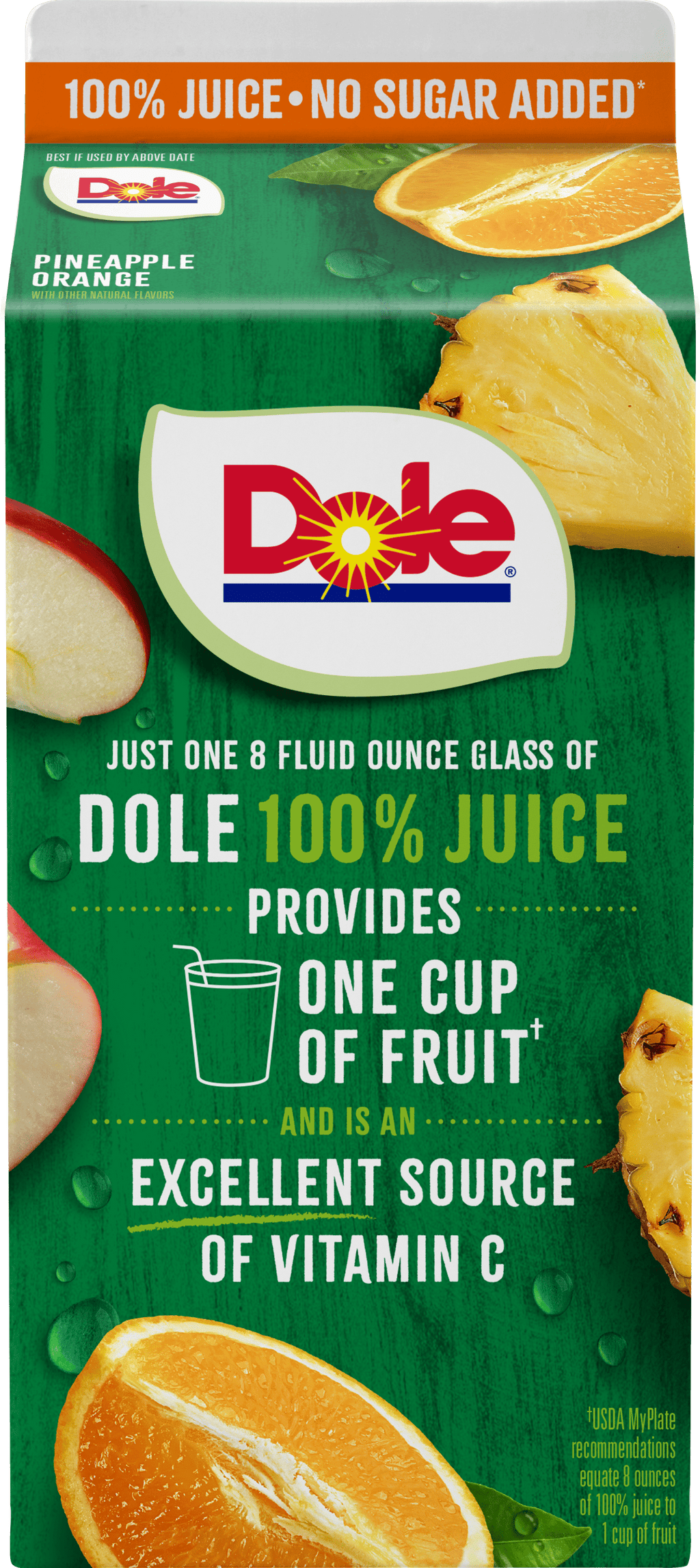 Dole 100% Pineapple Orange Juice Pulp-Free Chilled 52 fl oz