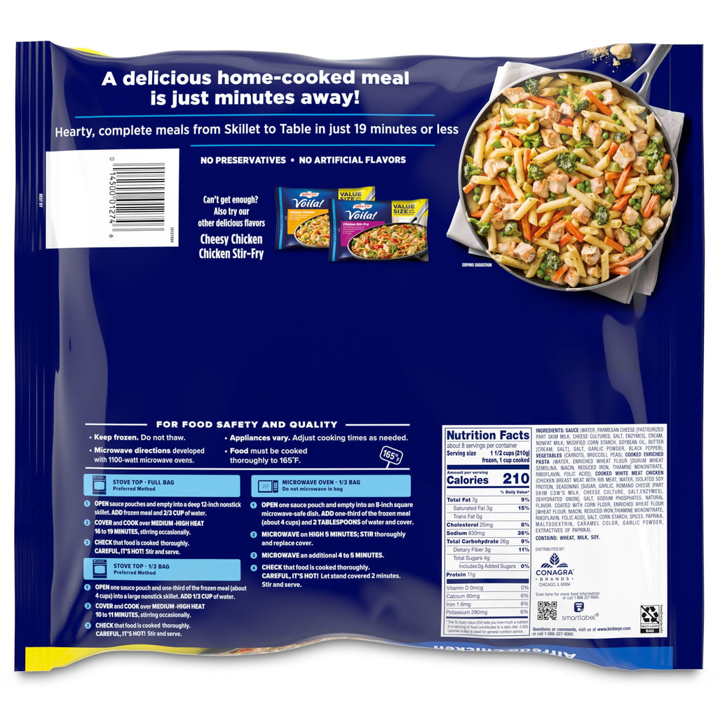 Birds Eye Voila! Alfredo Chicken Frozen Meal 60 Oz