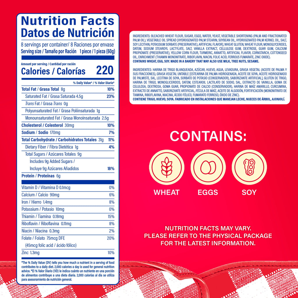 Conchas Vanilla Pastry 16.96 Oz 8 Count Freshness Guaranteed