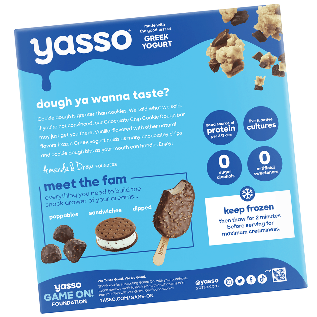 Yasso Greek Yogurt Ice Cream Bars Chocolate Chip Cookie Dough 4 Count 14 Fl Oz