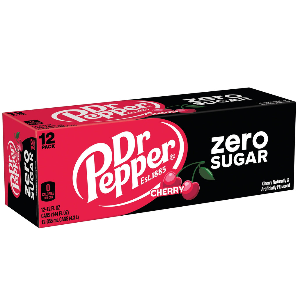 Dr Pepper Zero Sugar Cherry Soda Pop Cans 12 Fl Oz 12 Pack