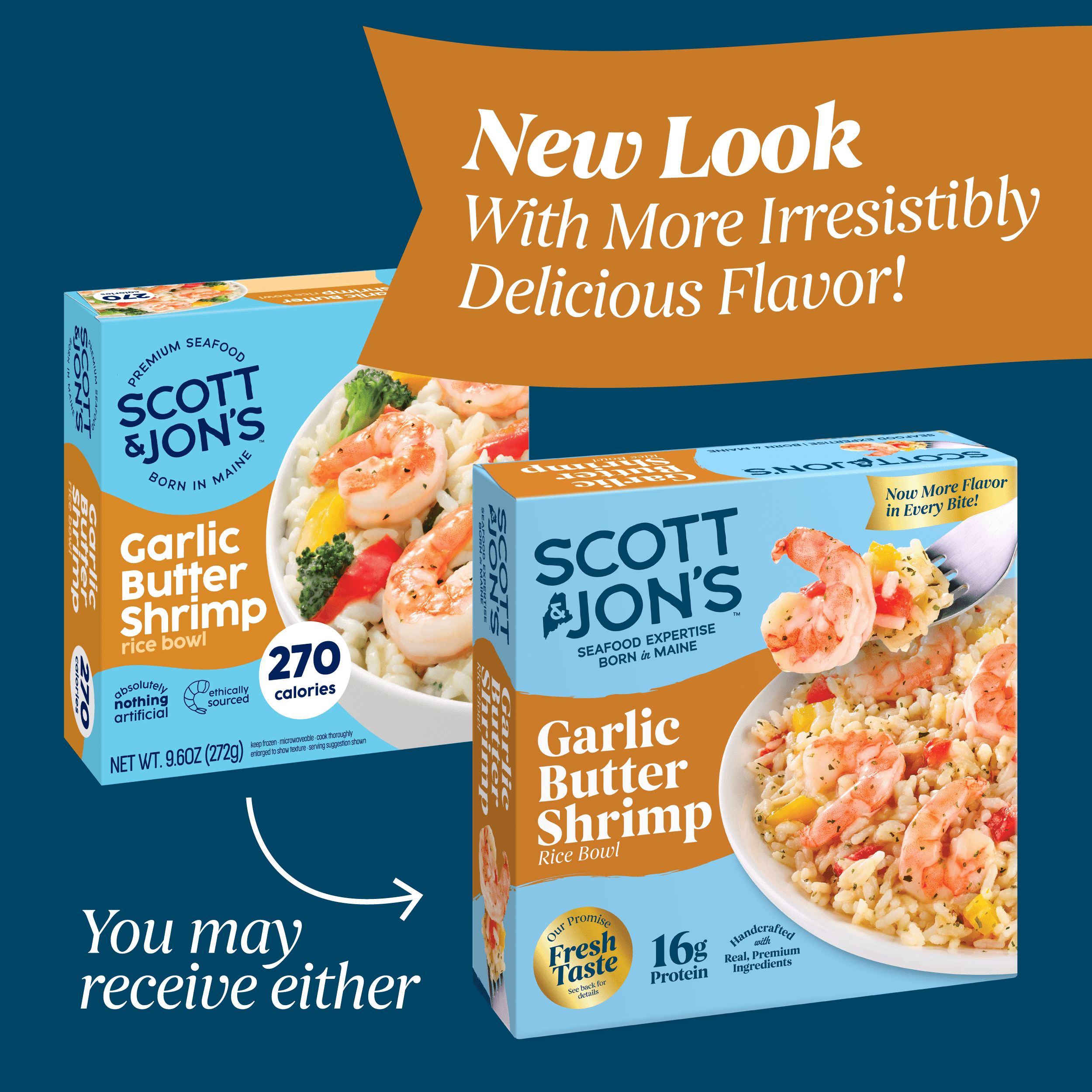 Scott & Jon's Garlic Butter Shrimp Rice Bowl Frozen Meal 9.6 Oz