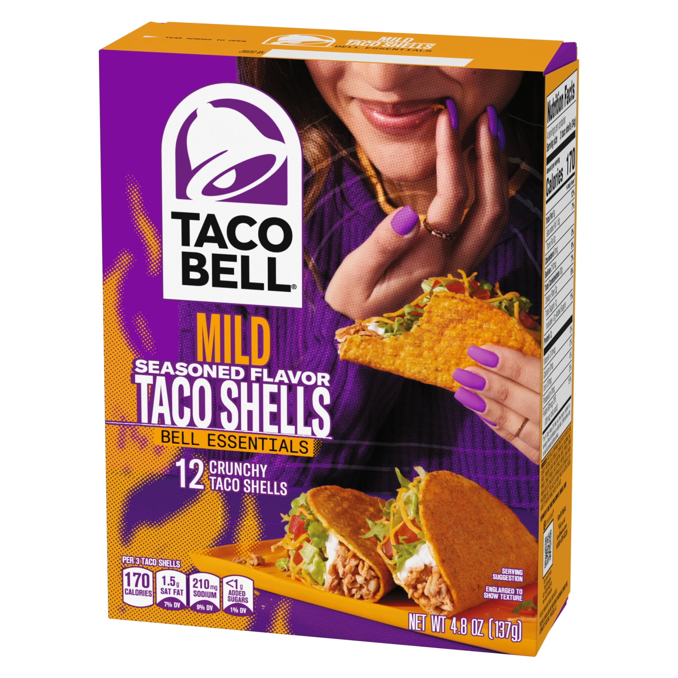 Mild Seasoned Flavor Crunchy Taco Shells 4.8 Oz 12 Count Taco Bell