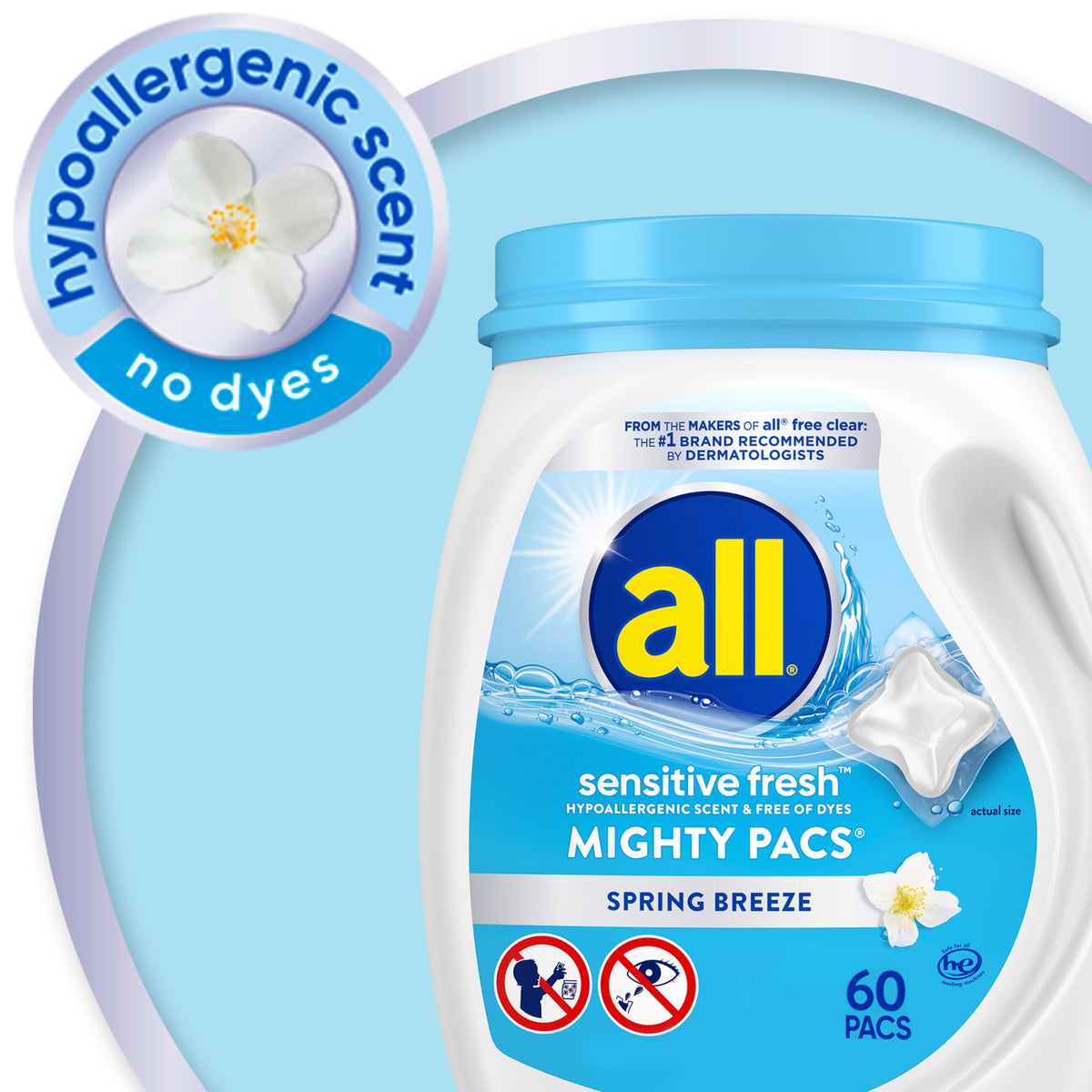 all Sensitive Fresh Mighty Pacs Laundry Detergent Pacs