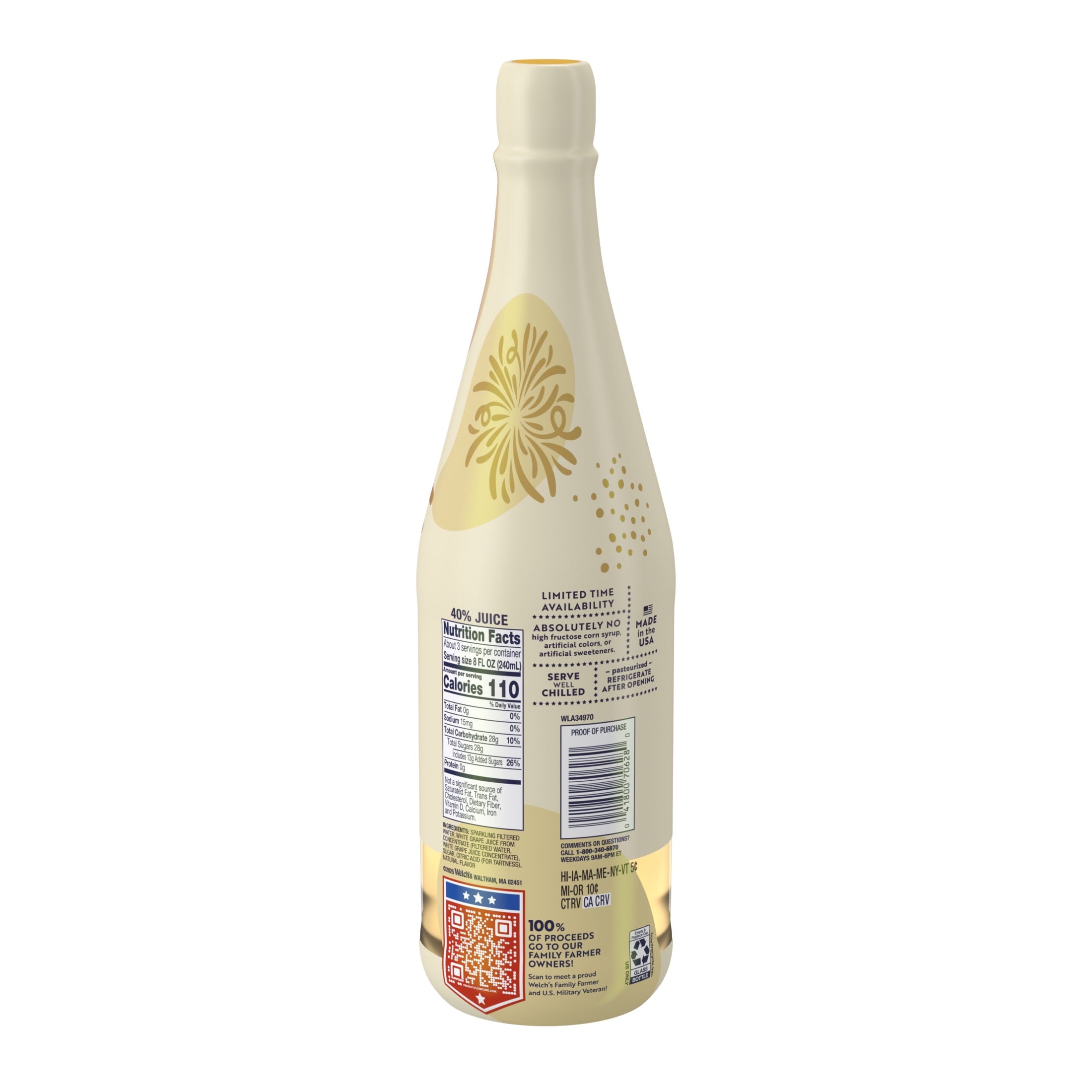 Welch's Sparkling White Grape Juice Cocktail 25.4 fl oz Bottle