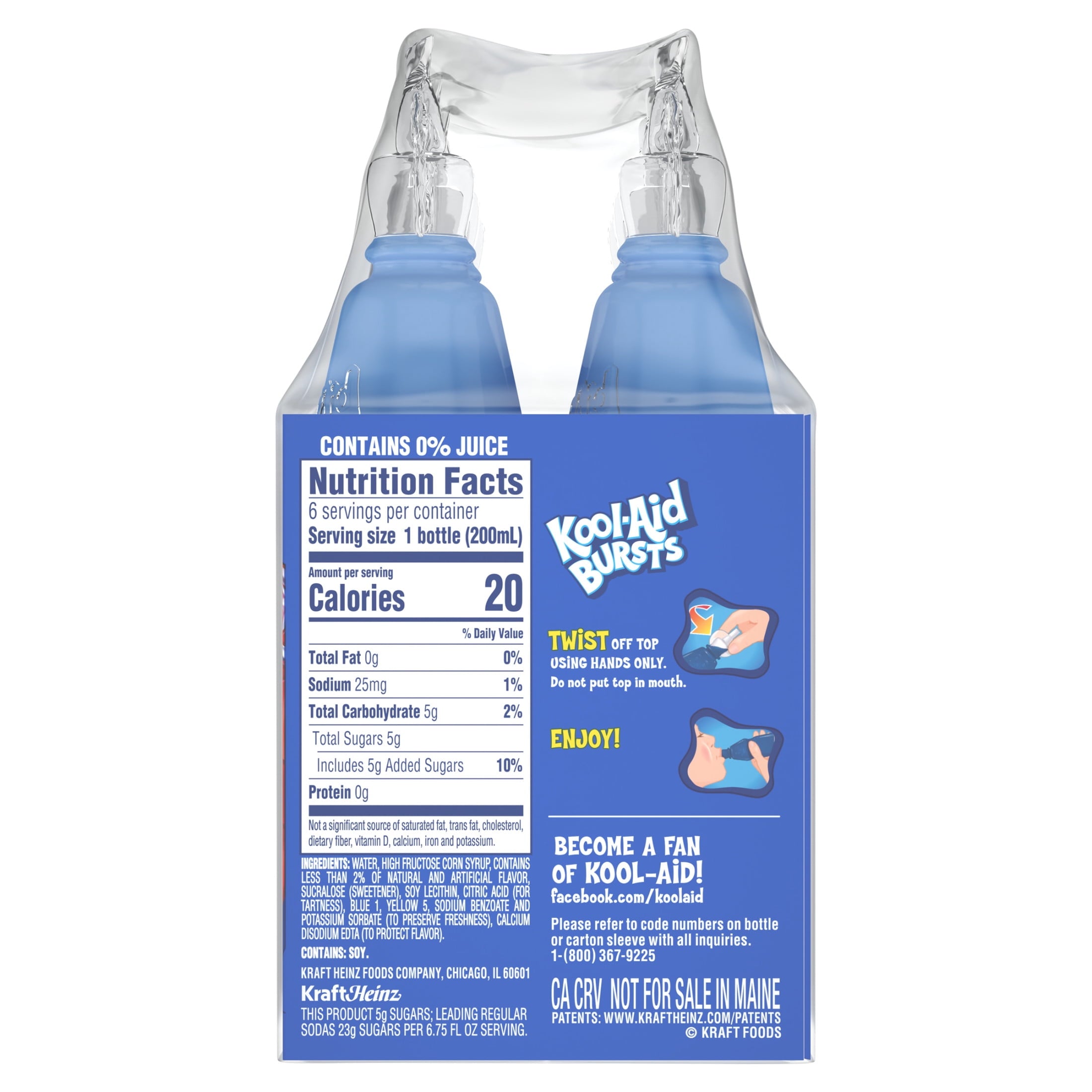 Kool-Aid Bursts Berry Blue Soft Drink 6.75 fl oz 6 Bottles 2 Pack
