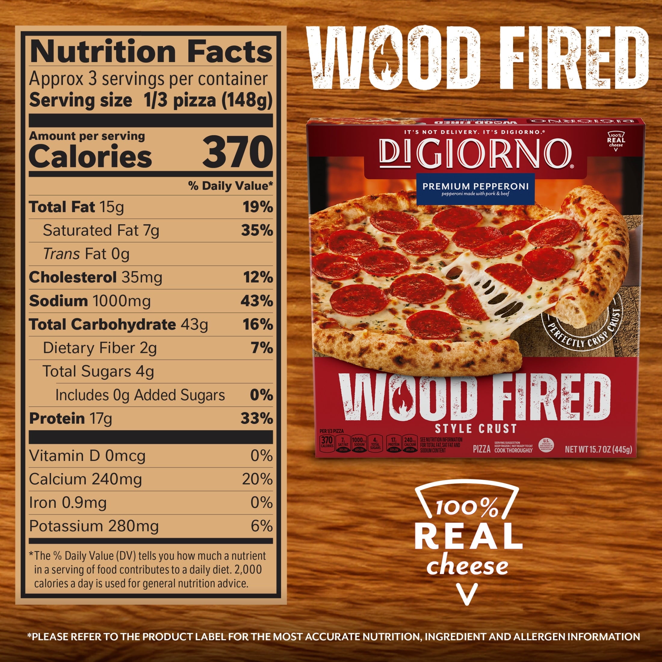 DiGiorno Wood Fired Style Crust Premium Pepperoni Frozen Pizza 15.7 Oz