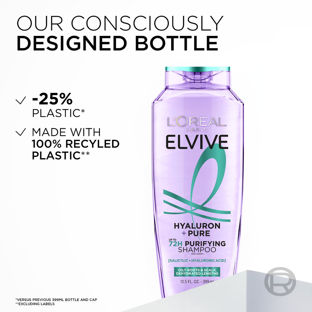 L'Oreal Paris Elvive Hyaluron Pure Moisturizing Shampoo for Oily Hair 13.5 fl oz