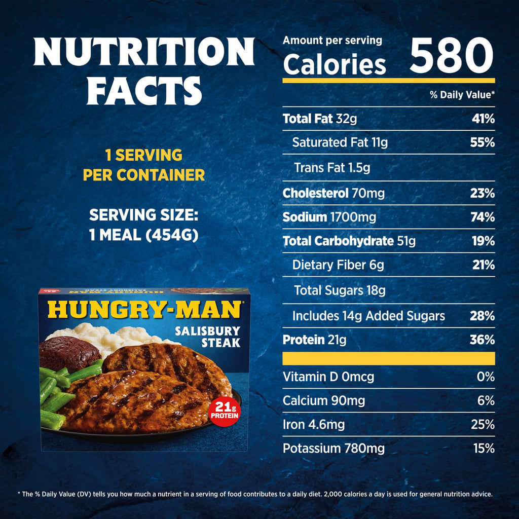 Hungry-Man Salisbury Steak Frozen Meal 16 Oz