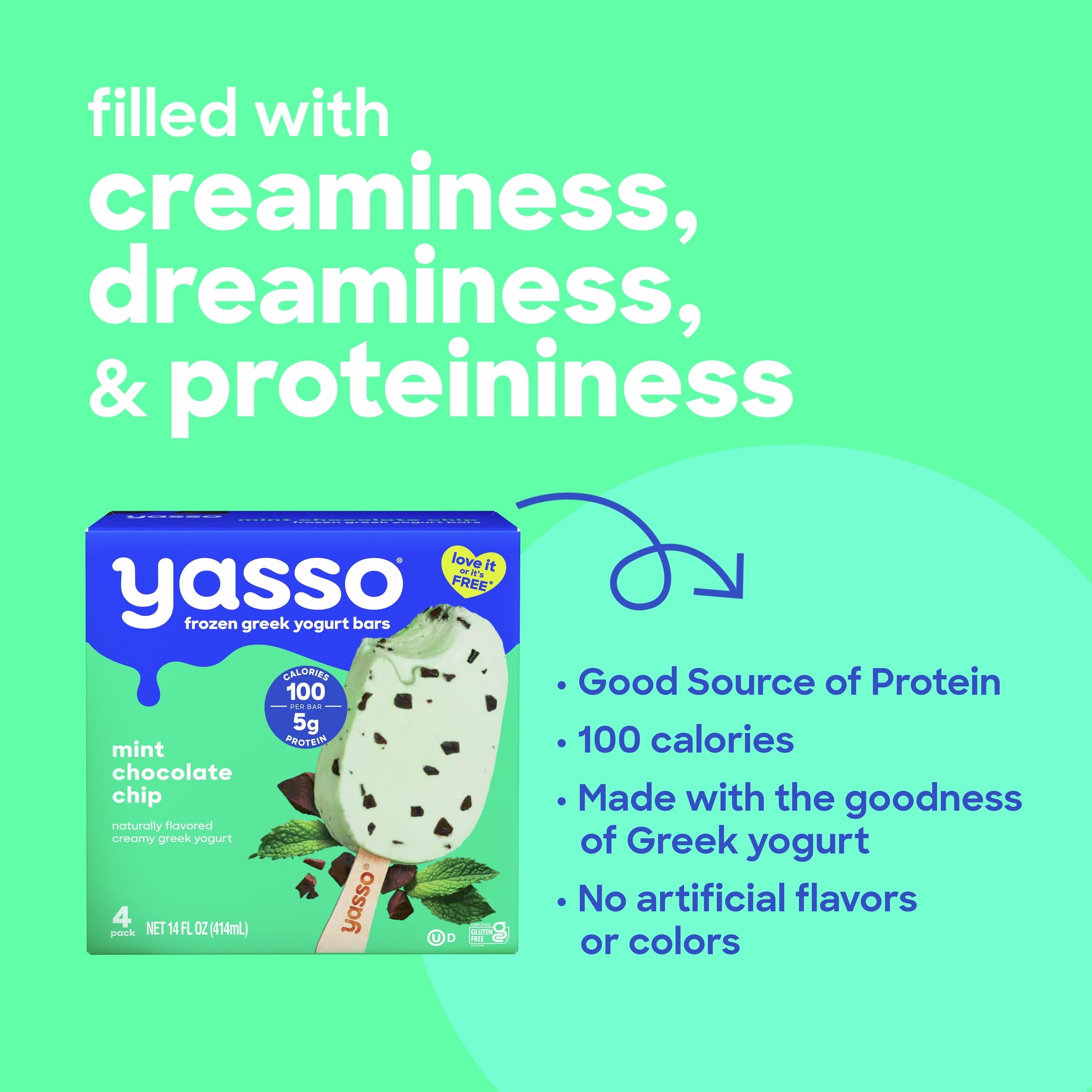 Yasso Mint Chocolate Chip Frozen Greek Yogurt Bars 4 Count 14 Fl Oz