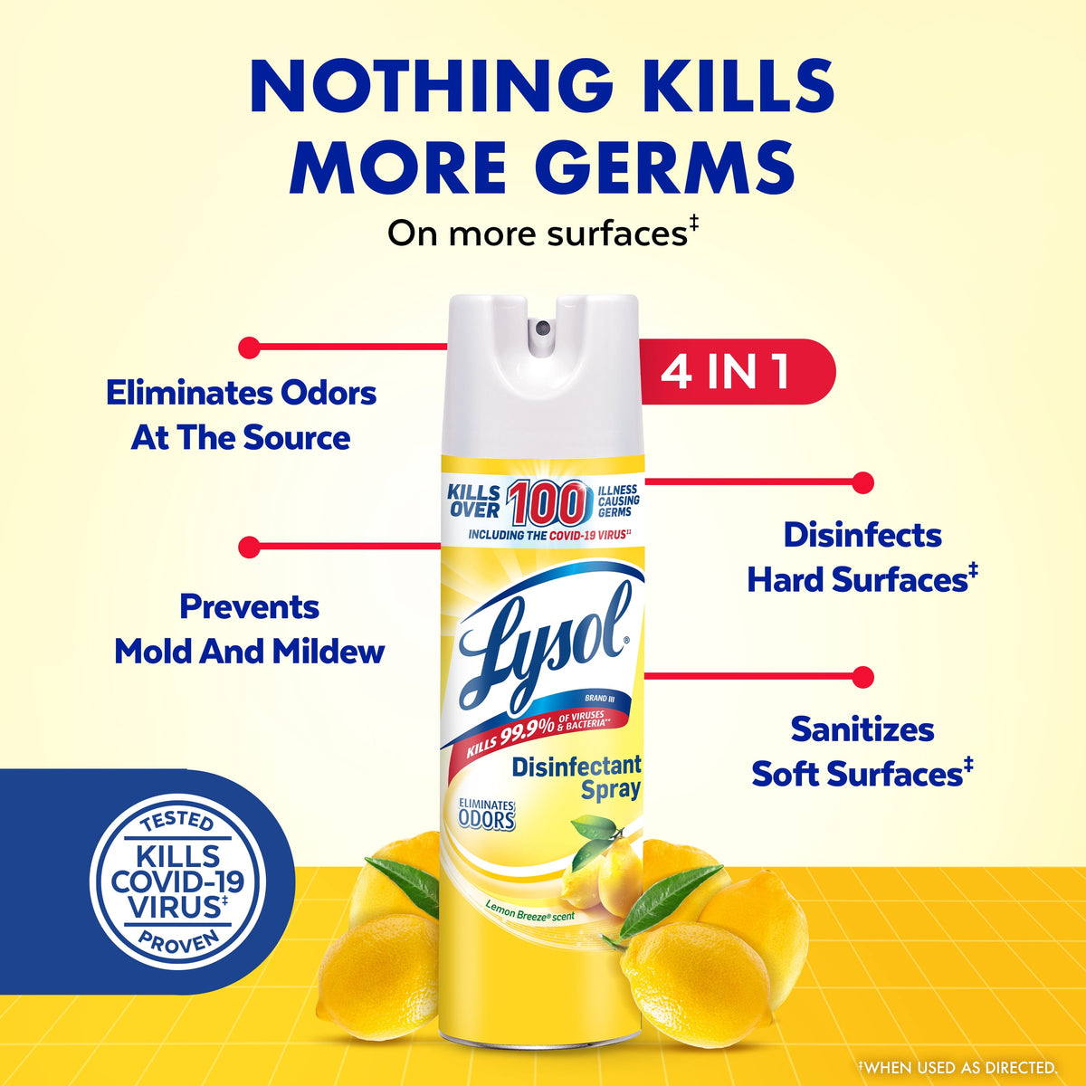 Lysol Disinfectant Spray Lemon Breeze Scent 19 oz