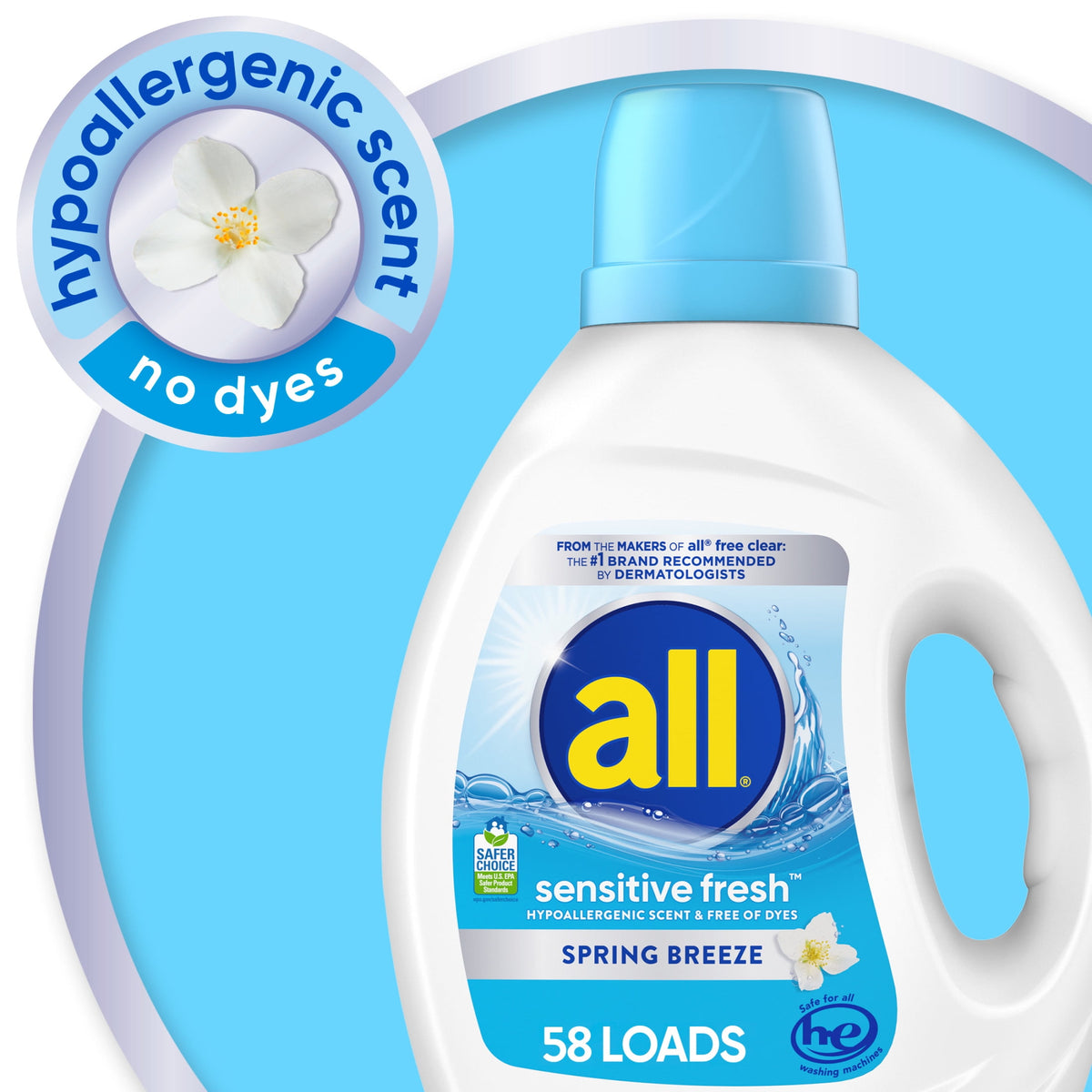all Sensitive Fresh Liquid Laundry Detergent