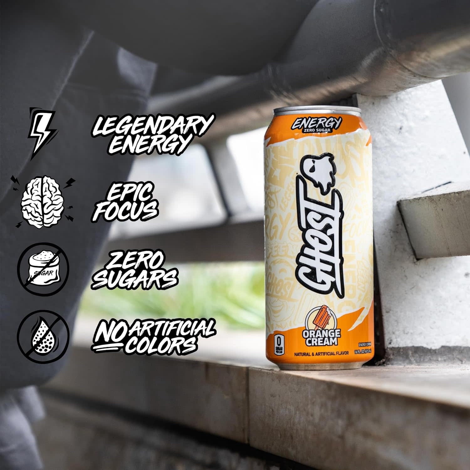 GHOST Energy Orange Cream Zero Sugar Energy Drink 16 fl oz Single Can