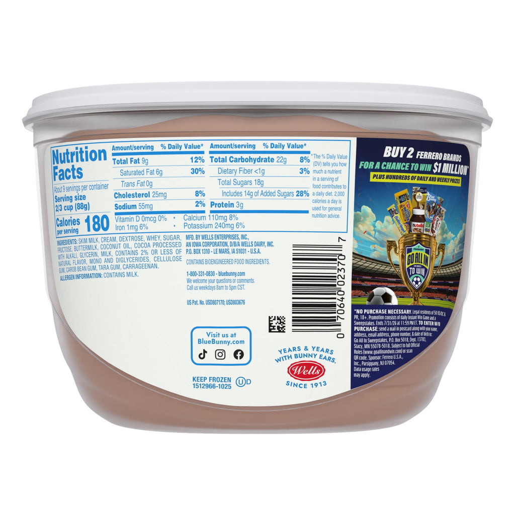 Blue Bunny Soft Chocolate Frozen Dairy Dessert 46 Fl Oz