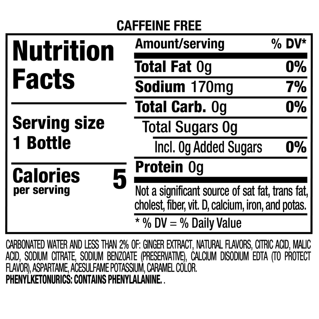 Canada Dry Caffeine Free Zero Sugar Ginger Ale Soda Pop Bottles 16.9 Fl Oz 6 Pack