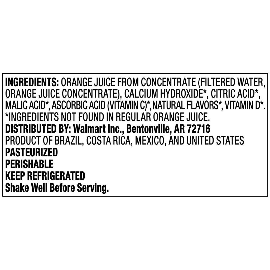 Great Value 100% Orange Juice From Concentrate No Pulp Calcium & Vitamin D 89 fl oz