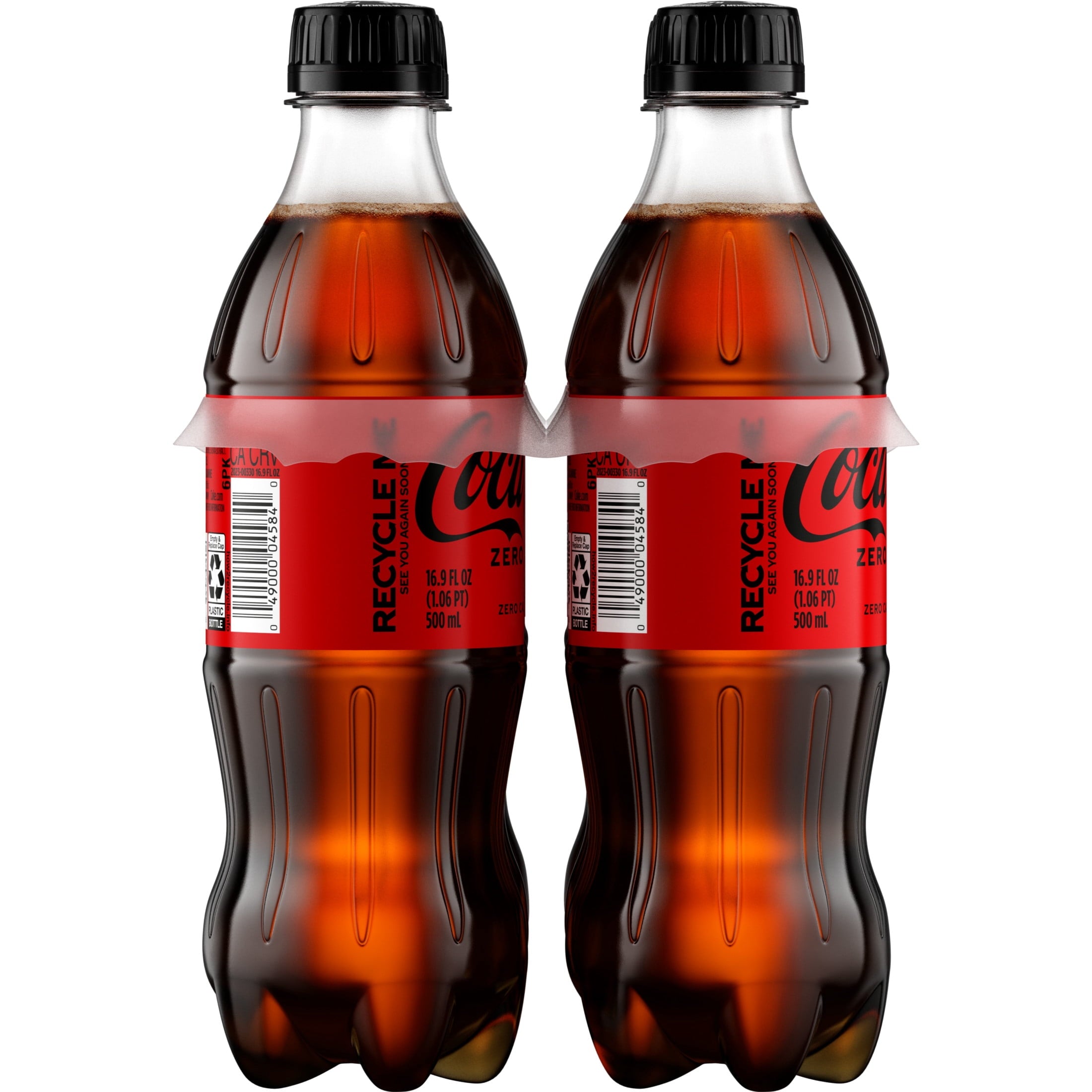 Zero Sugar Soda Pop Bottles 16.9 Fl Oz 6 Pack Coca-Cola