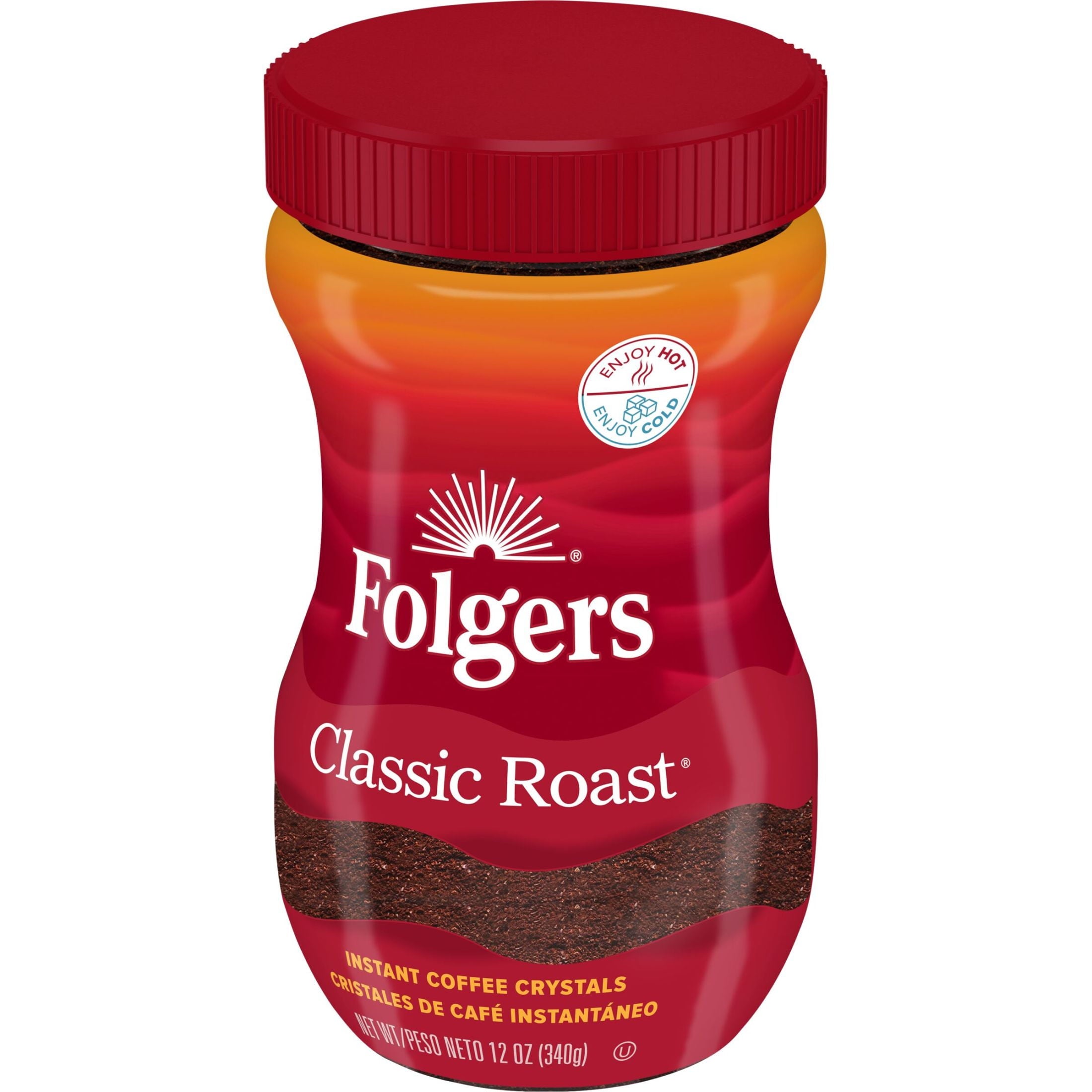 Folgers Classic Roast Naturally Caffeinated Medium Instant Coffee 12 oz Jar