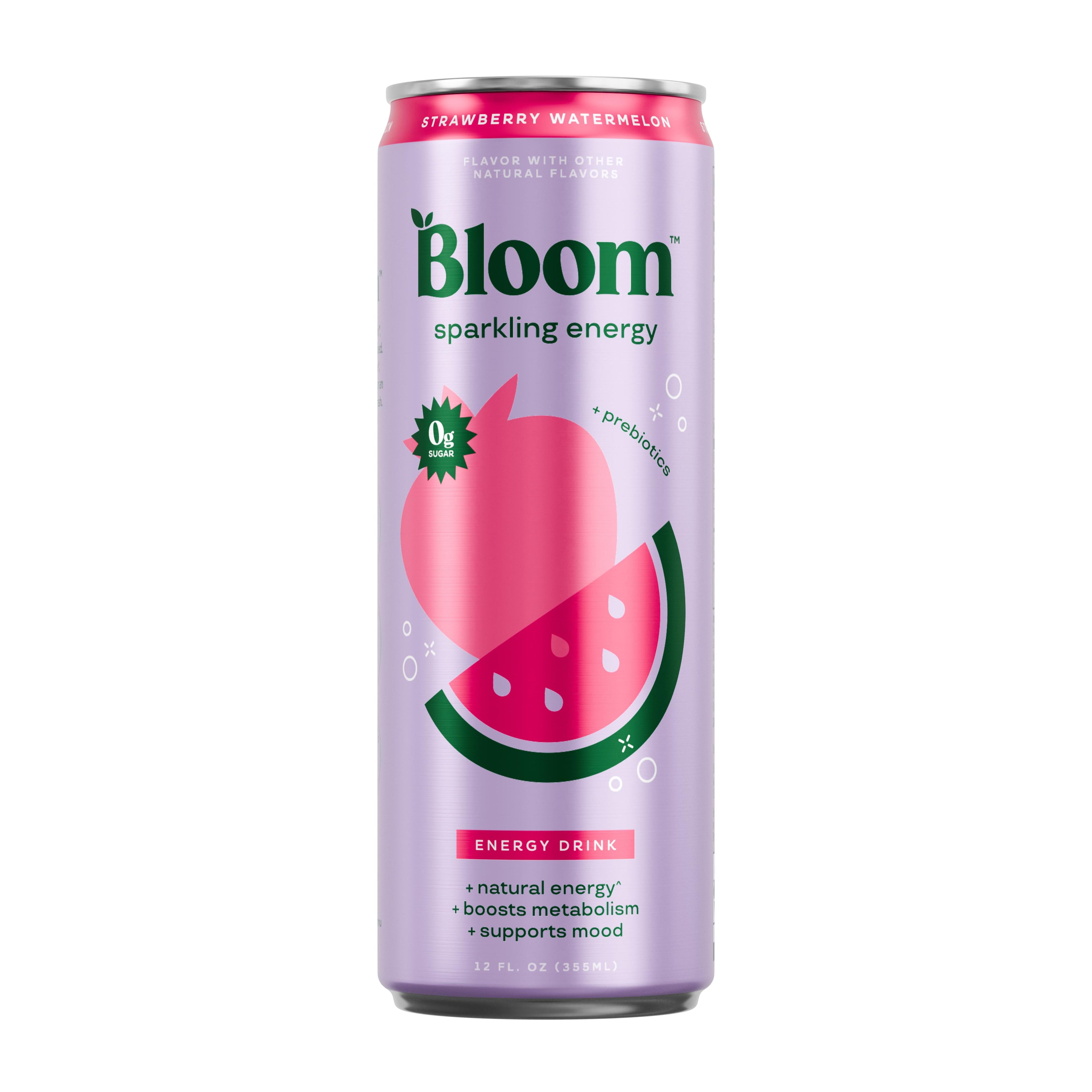 Bloom Nutrition Sparkling Energy Drink Strawberry Watermelon 12 fl oz Single Can
