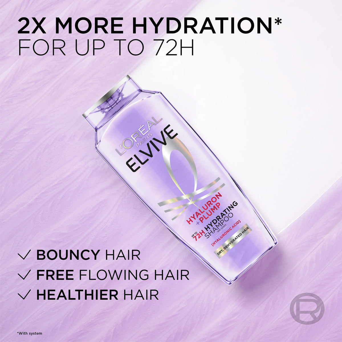 L'Oreal Paris Elvive Hyaluron Plump Hydrating Shampoo 72H Moisture 13.5 fl oz