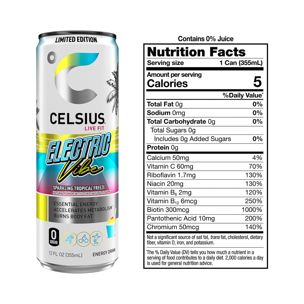 CELSIUS Sparkling Electric Vibe Energy Drink 12 fl oz Single Can