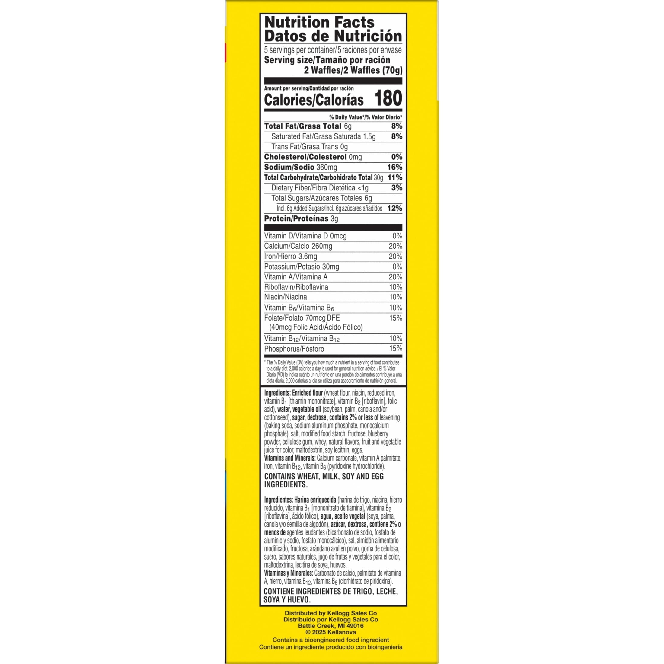 Eggo Blueberry Waffles Frozen Breakfast 12.3 Oz 10 Count