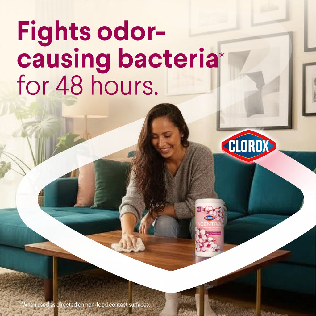 Clorox Scentiva Disinfecting Wipes Cherry Blossom 150 Count Pack of 2