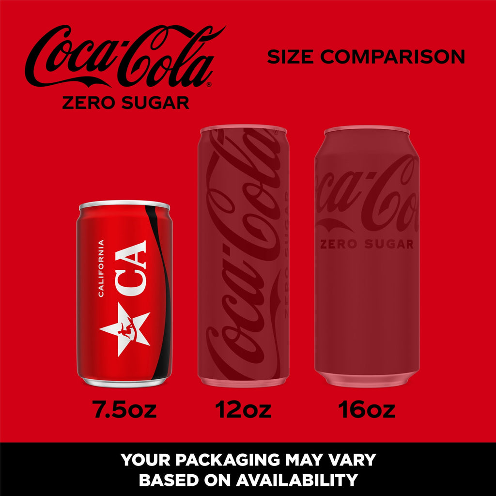 Zero Sugar Soda Pop Fridge Pack Mini Cans 7.5 Fl Oz 10 Pack Coca-Cola