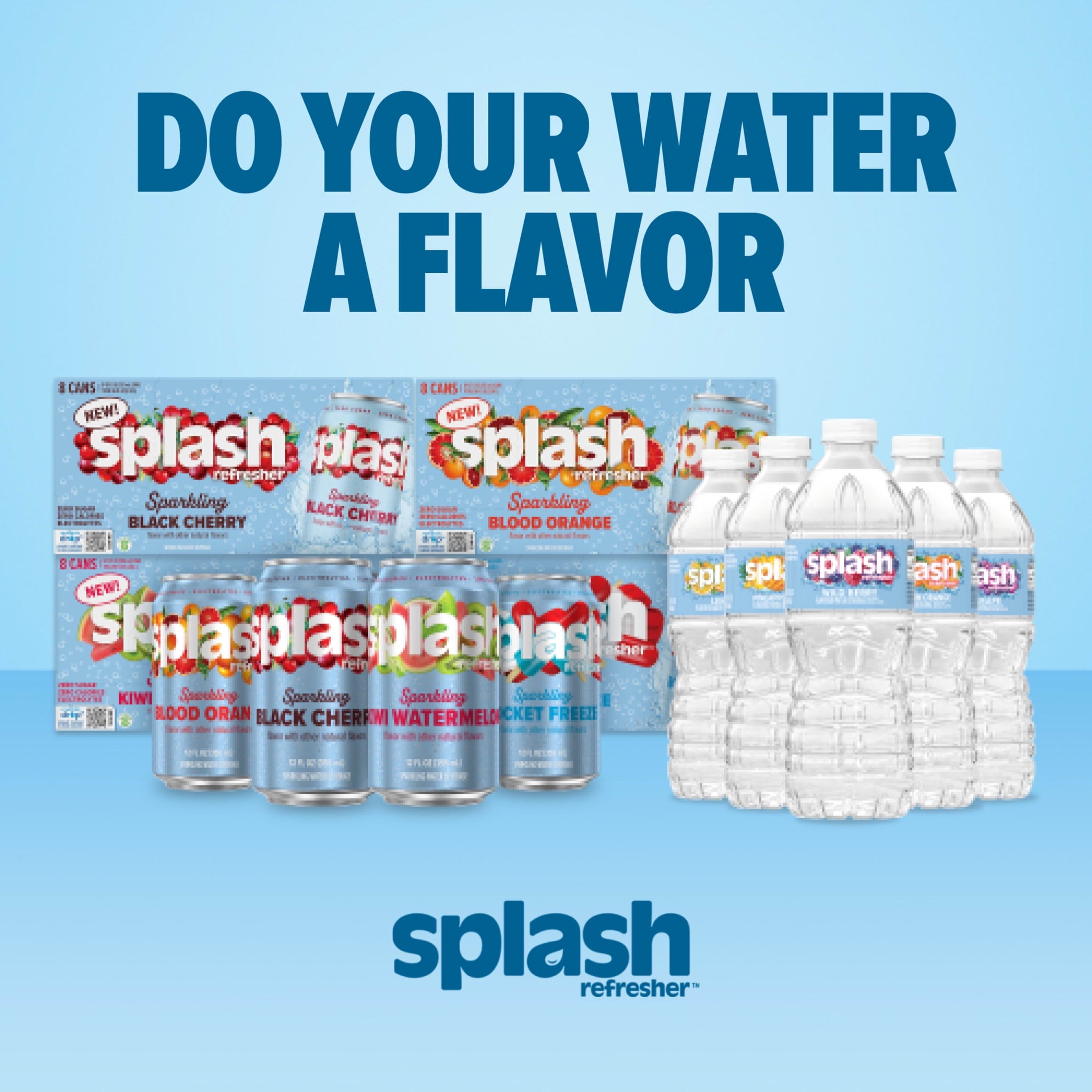 Splash Blast Acai Grape Flavored Water 16.9 fl oz Plastic Bottles 6 Pack