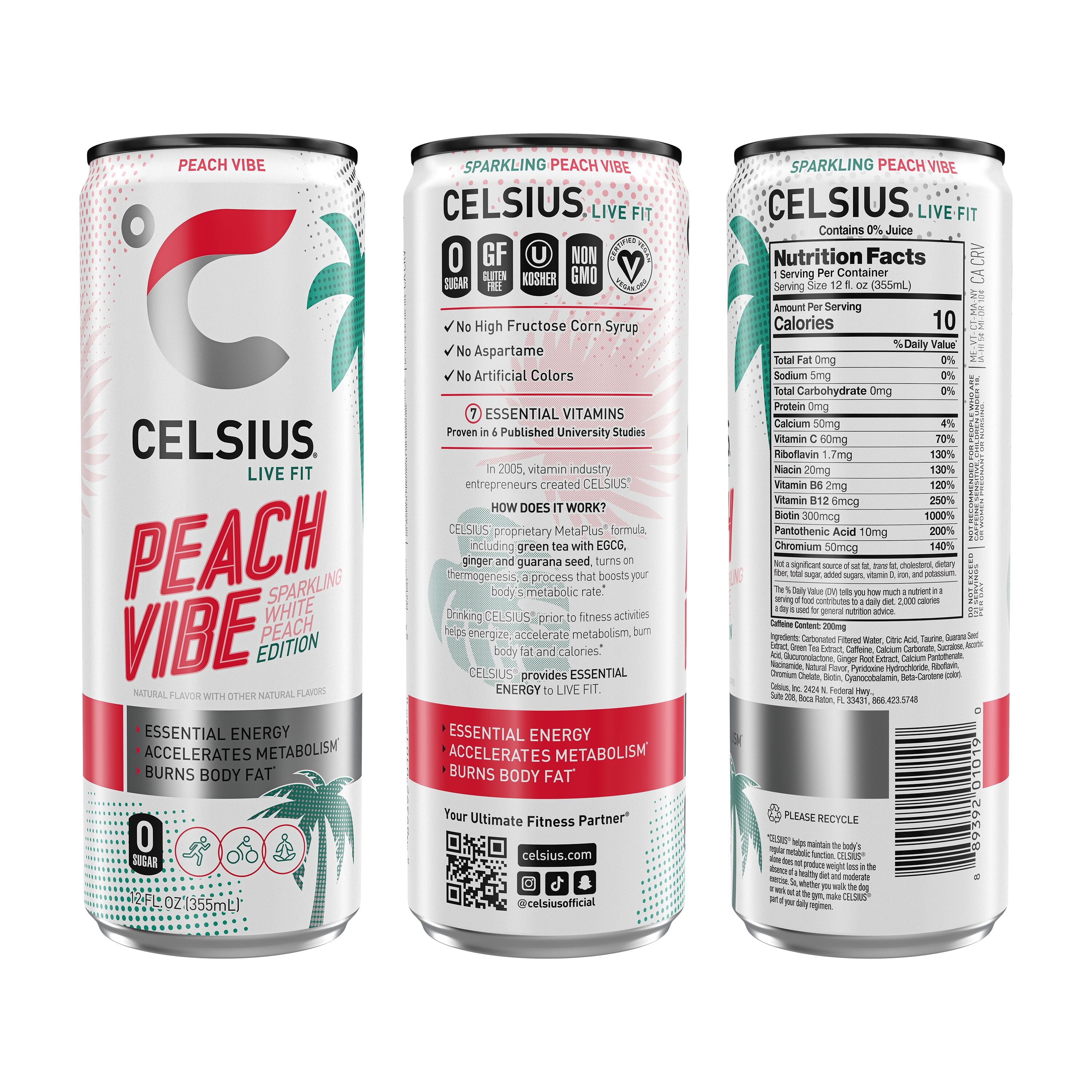 CELSIUS Sparkling Core Vibe Variety Pack Energy Drink 12 fl oz 12 Pack Cans