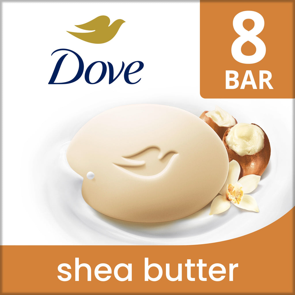 Dove Shea Butter Beauty Bar Soap Moisturizing 3.75 oz 8 Bars