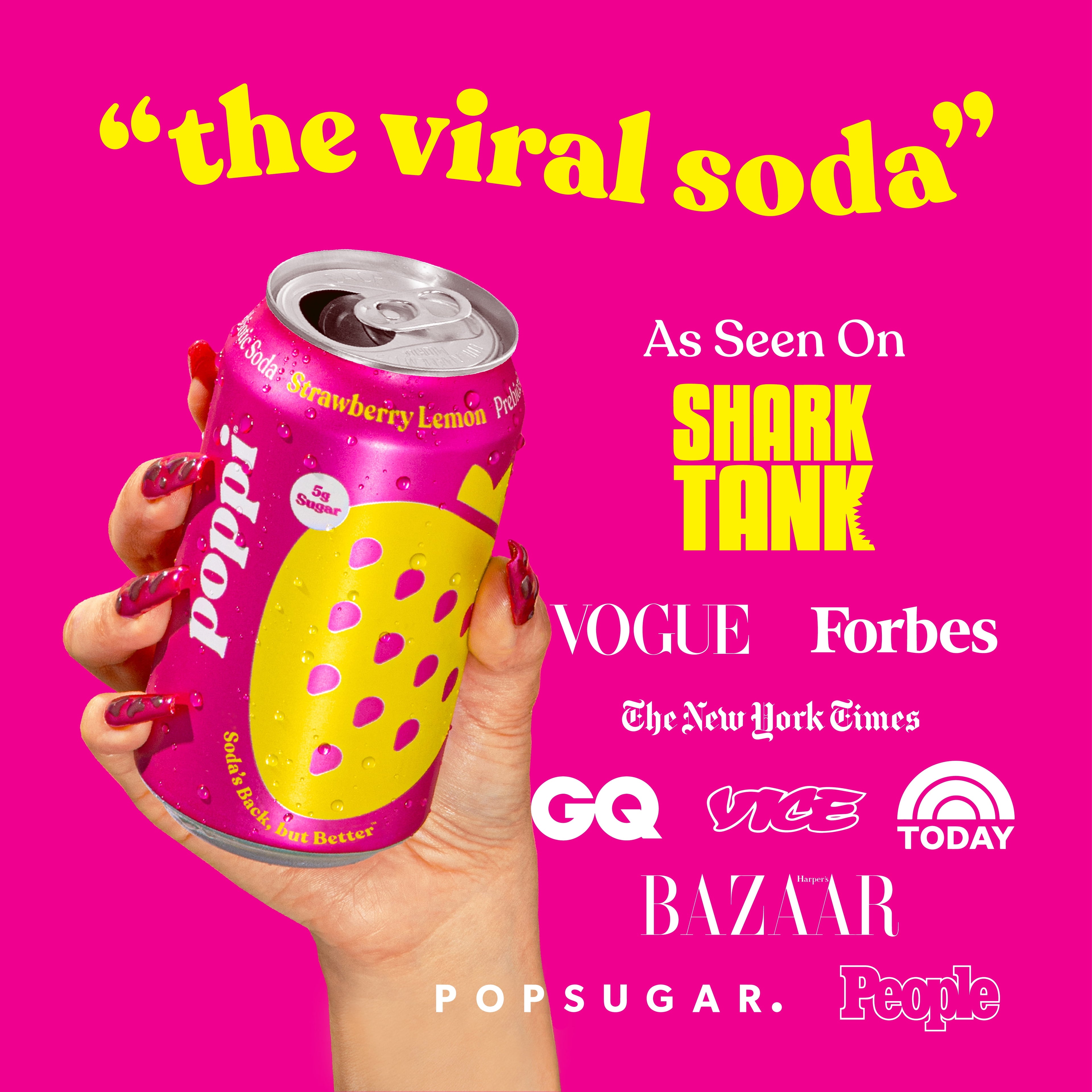 poppi Strawberry Lemon Prebiotic Soda Cans 12 Fl Oz 4 Pack