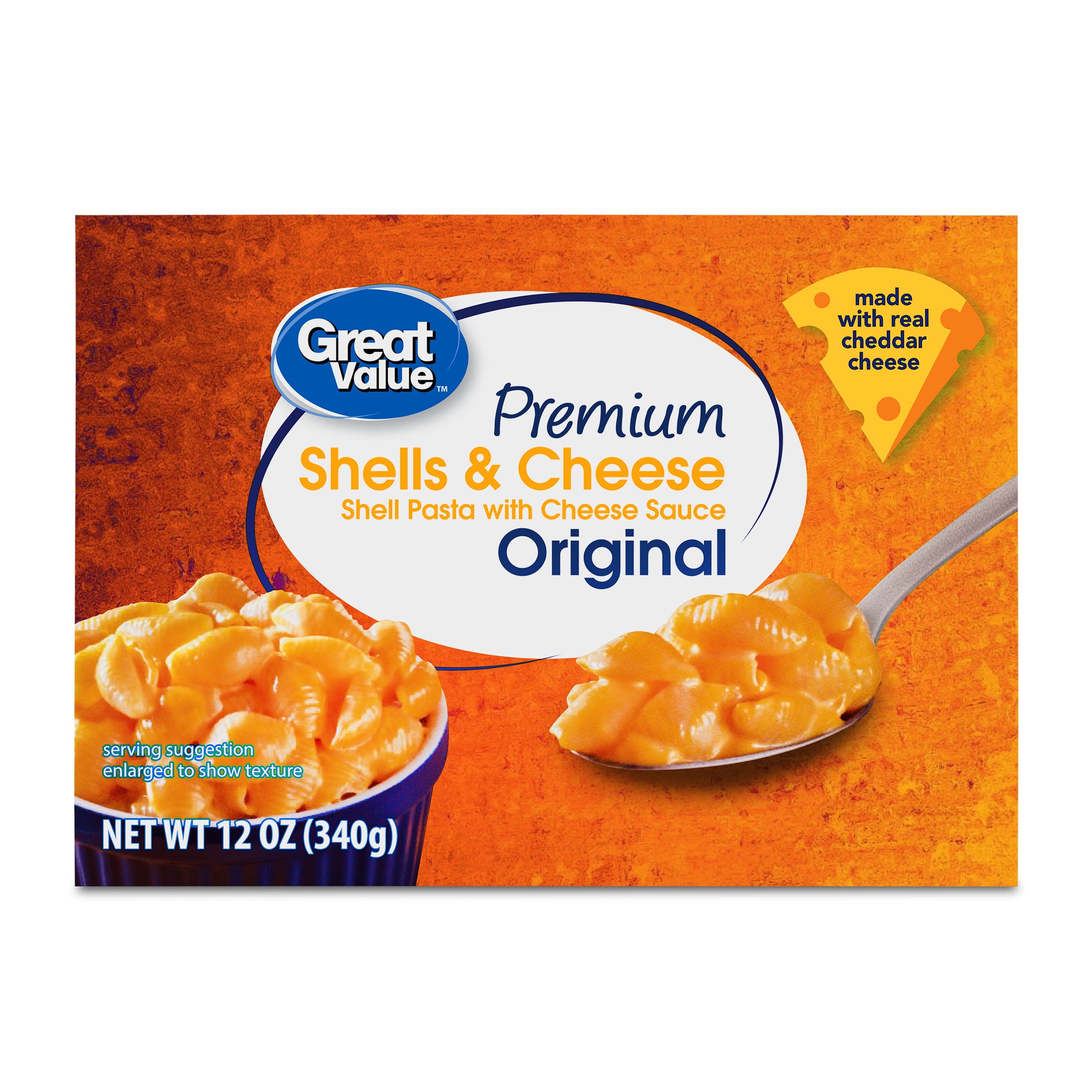 Great Value Premium Original Shells & Cheese 12 Oz 4 Pack