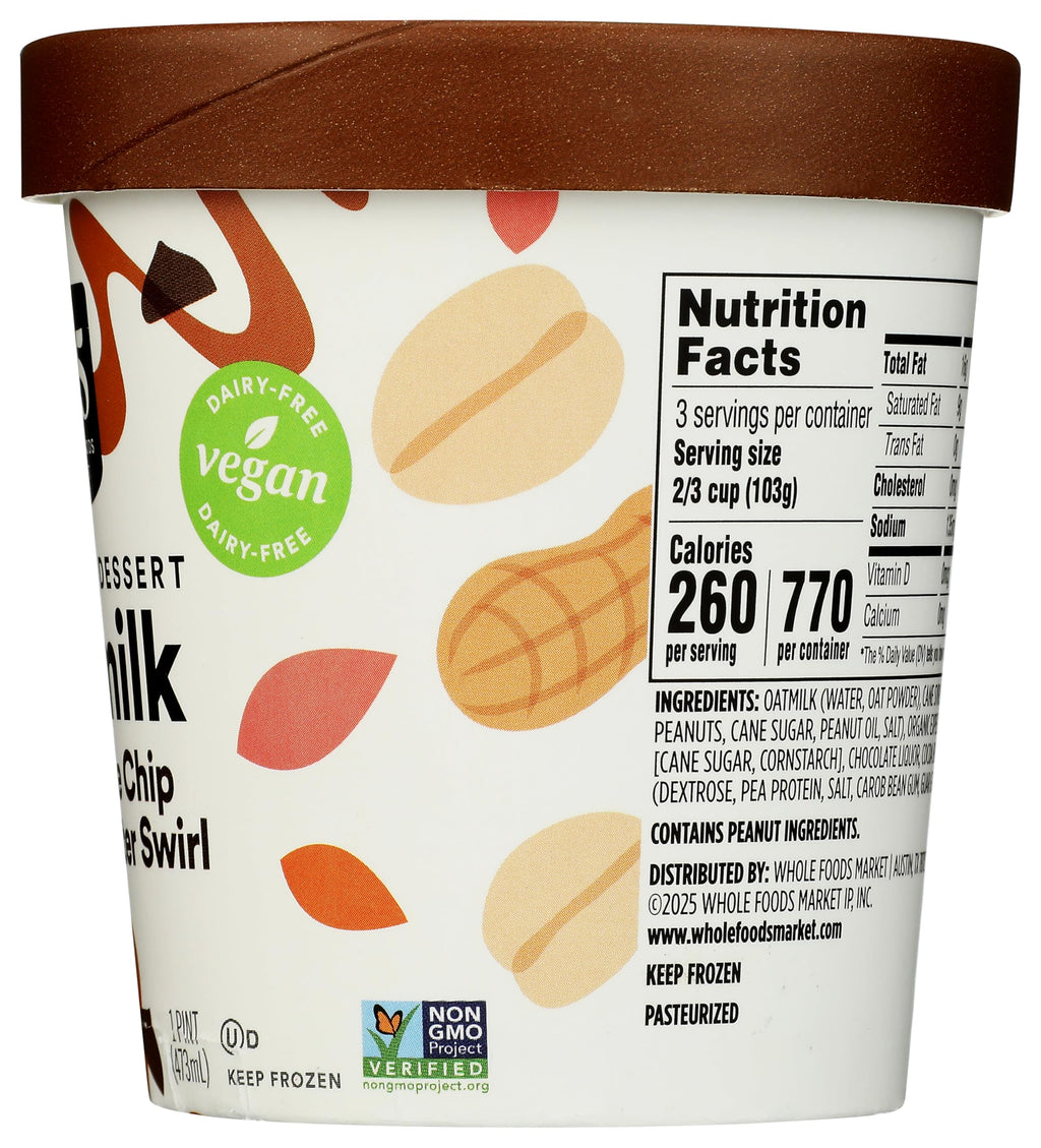 Chocolate Chip Peanut Butter Oat Milk Frozen Dessert 1 PT 365 By Whole Foods Market